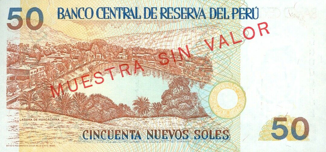 Back of Peru p160s: 50 Nuevos Soles from 1994