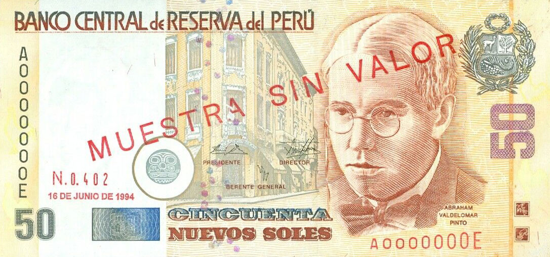 Front of Peru p160s: 50 Nuevos Soles from 1994