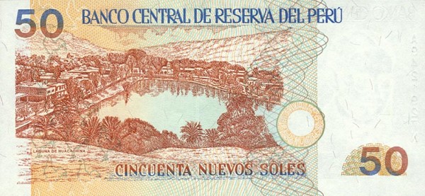 Back of Peru p168: 50 Nuevos Soles from 1997