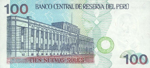 Back of Peru p172: 100 Nuevos Soles from 1999
