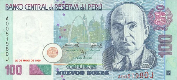 Front of Peru p172: 100 Nuevos Soles from 1999
