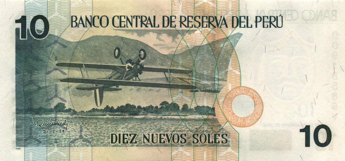 Back of Peru p179b: 10 Nuevos Soles from 2006