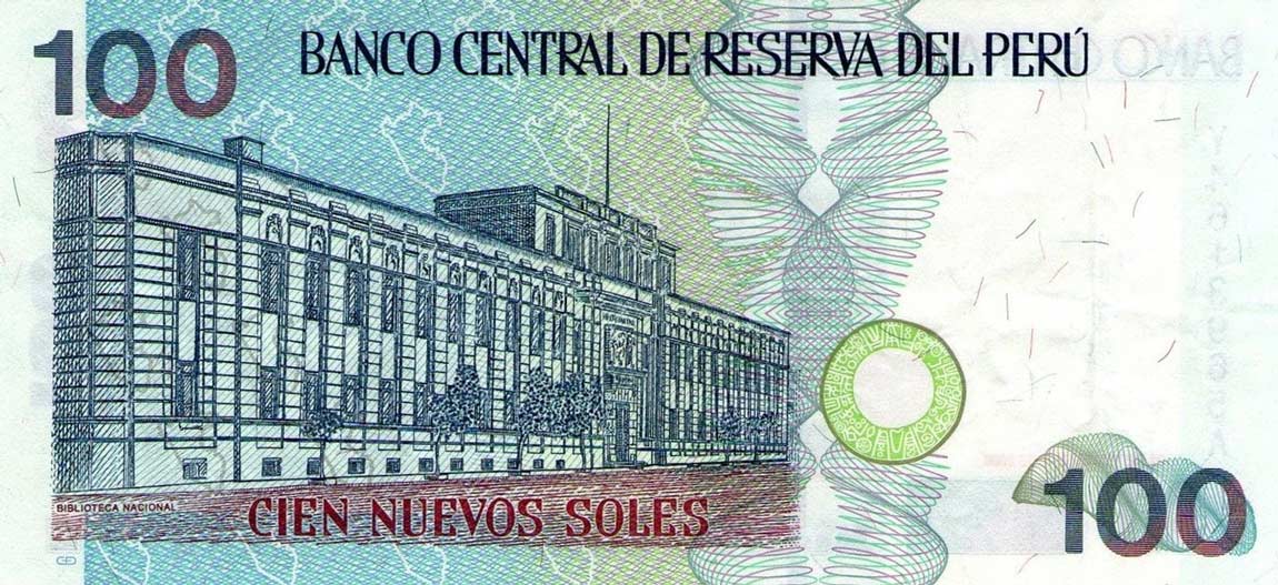 Back of Peru p181: 100 Nuevos Soles from 2005