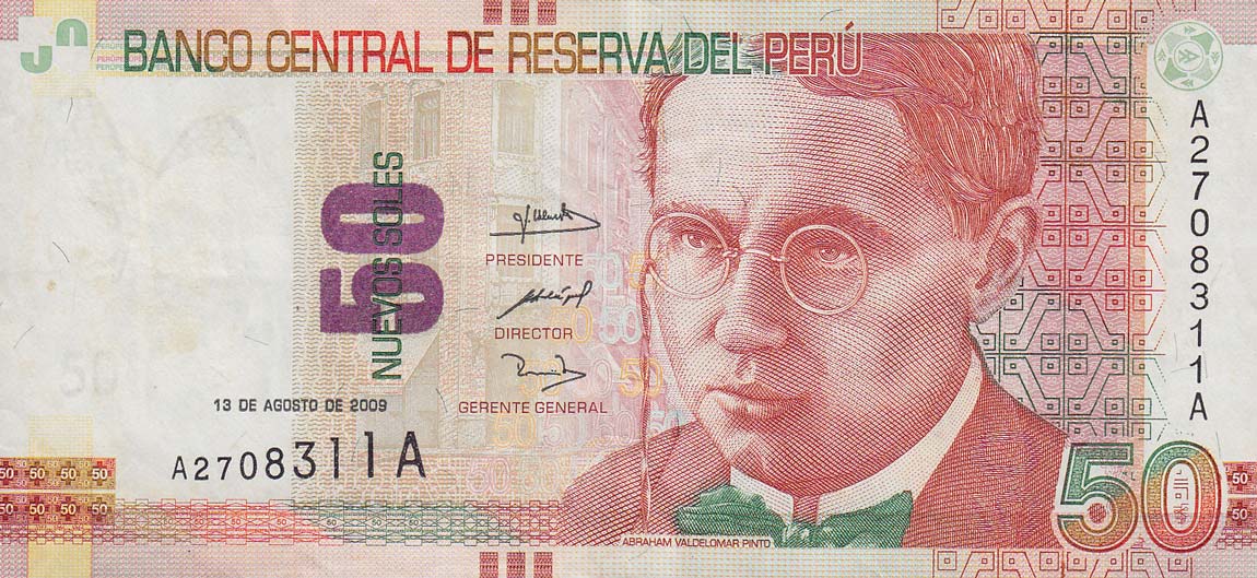 Front of Peru p184: 50 Nuevos Soles from 2009