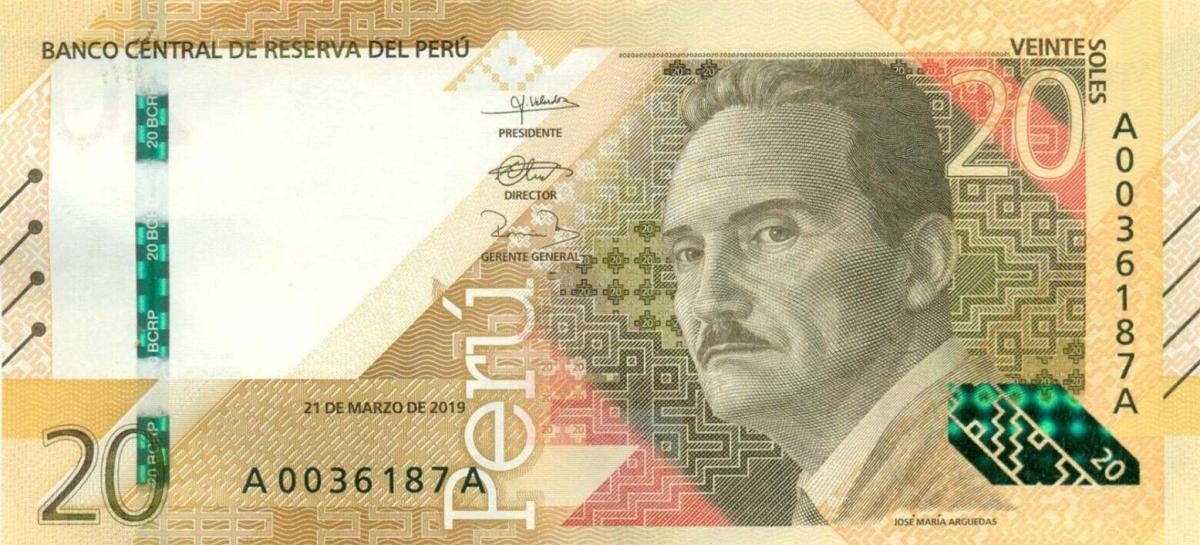 Front of Peru p197: 20 Soles from 2019