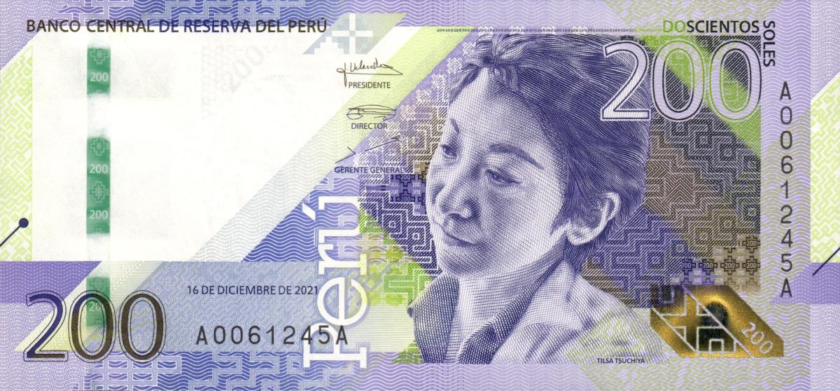 Front of Peru p200: 200 Soles from 2021