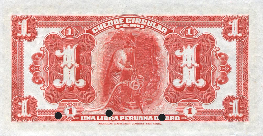 Back of Peru p26s: 1 Libra from 1914