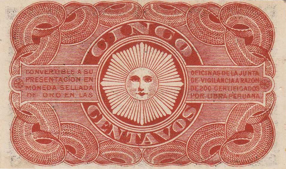 Back of Peru p29: 5 Centavos from 1917