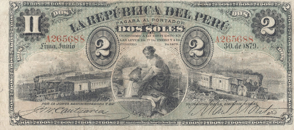 Front of Peru p2: 2 Soles from 1879