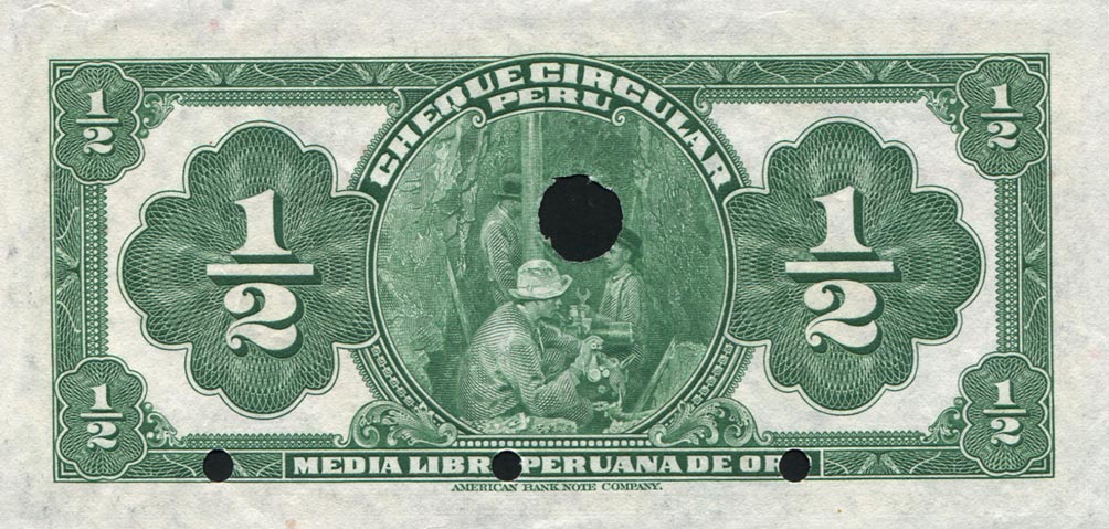 Back of Peru p36s: 0.5 Libra from 1918