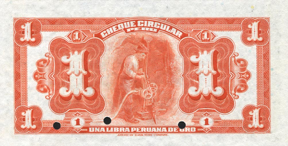 Back of Peru p37s: 1 Libra from 1918