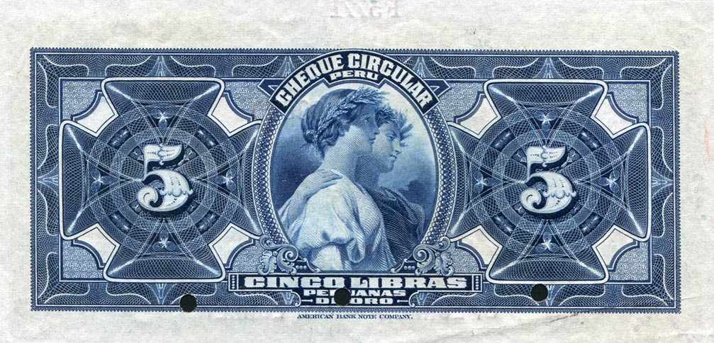 Back of Peru p38s: 5 Libras from 1918