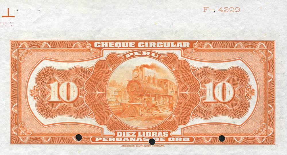 Back of Peru p39s: 10 Libras from 1918