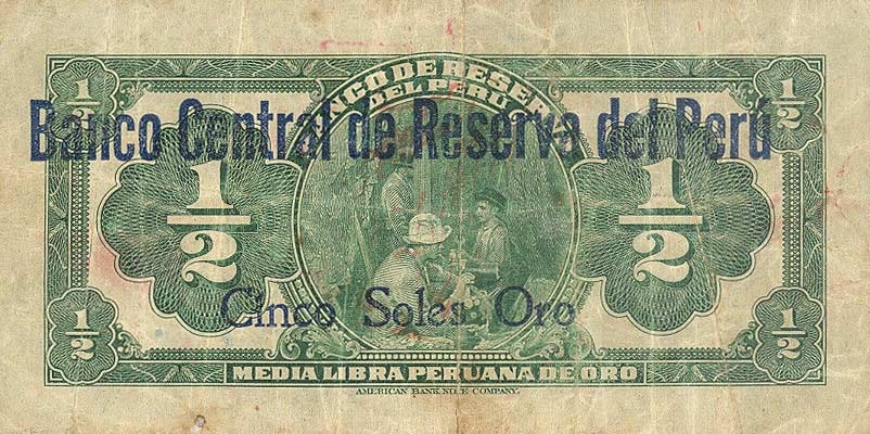 Back of Peru p48a: 0.5 Libra from 1922