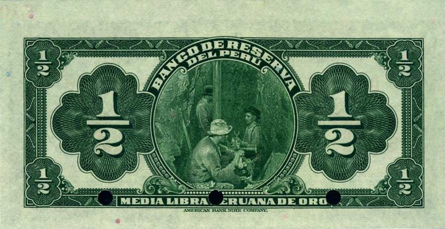 Back of Peru p48s: 0.5 Libra from 1922