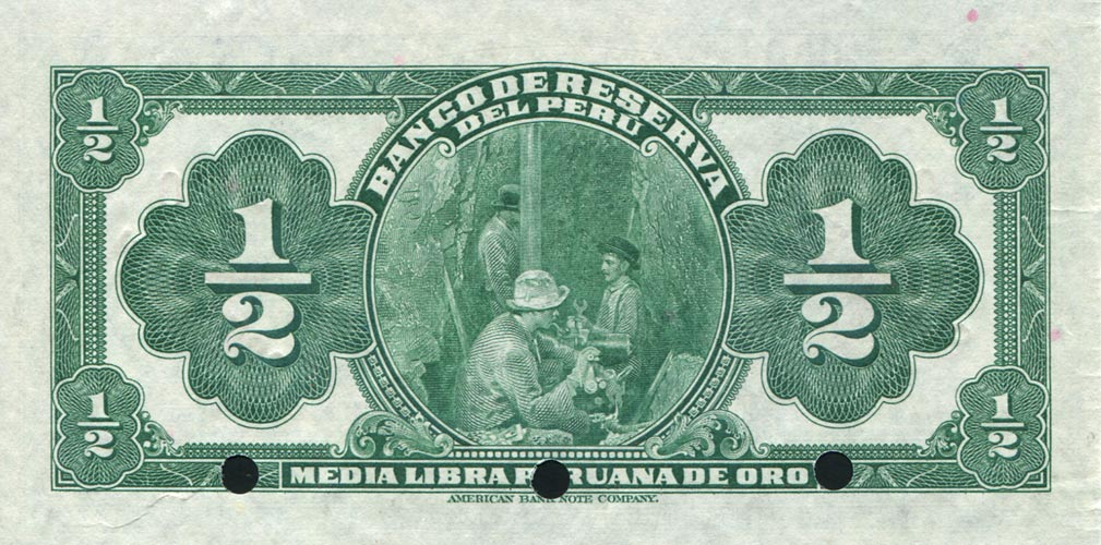 Back of Peru p49s: 1 Libra from 1922