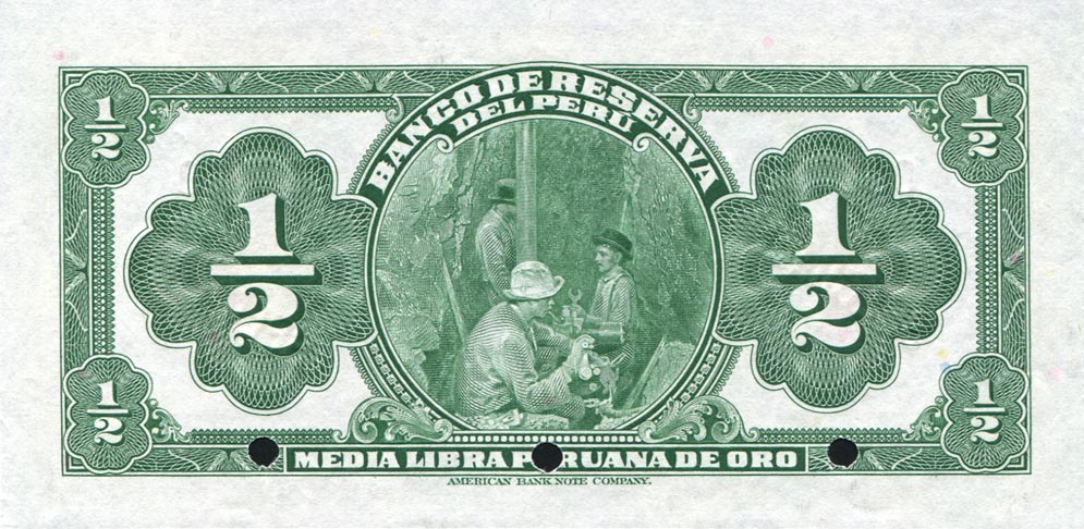 Back of Peru p52s: 0.5 Libra from 1926
