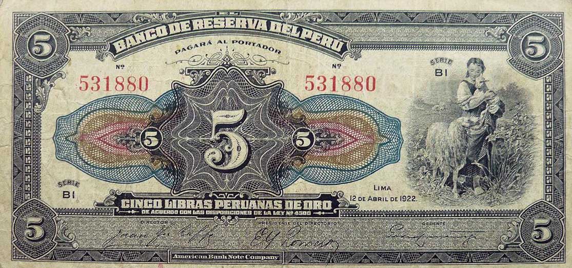 Front of Peru p58: 50 Soles from 1922