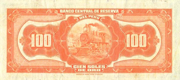 Back of Peru p69Aa: 100 Soles from 1941