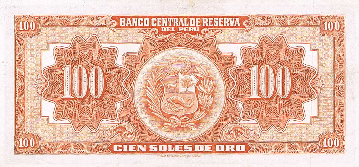 Back of Peru p73: 100 Soles from 1949