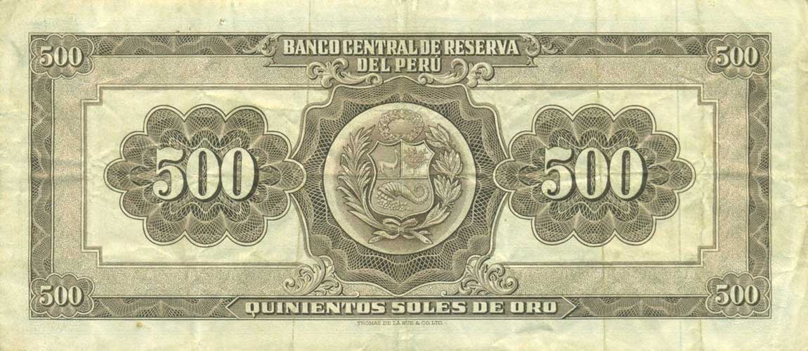 Back of Peru p80a: 500 Soles from 1956
