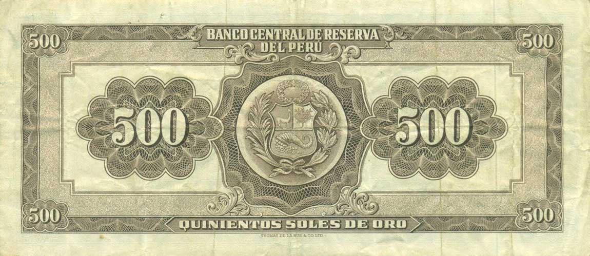 Back of Peru p80a: 500 Soles from 1956
