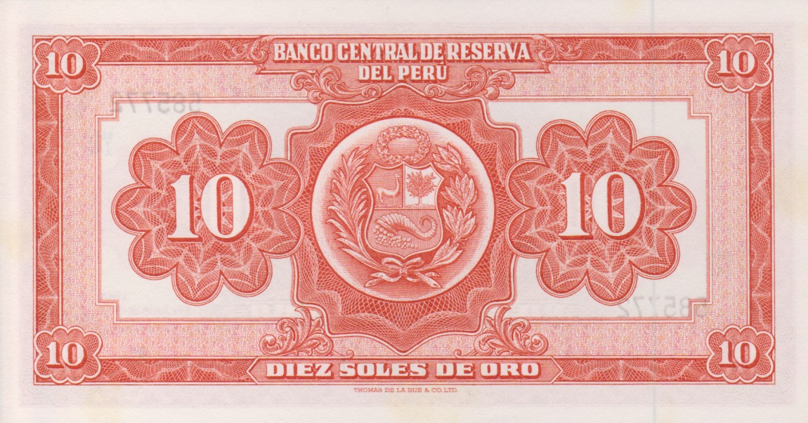 Back of Peru p82Aa: 10 Soles from 1960