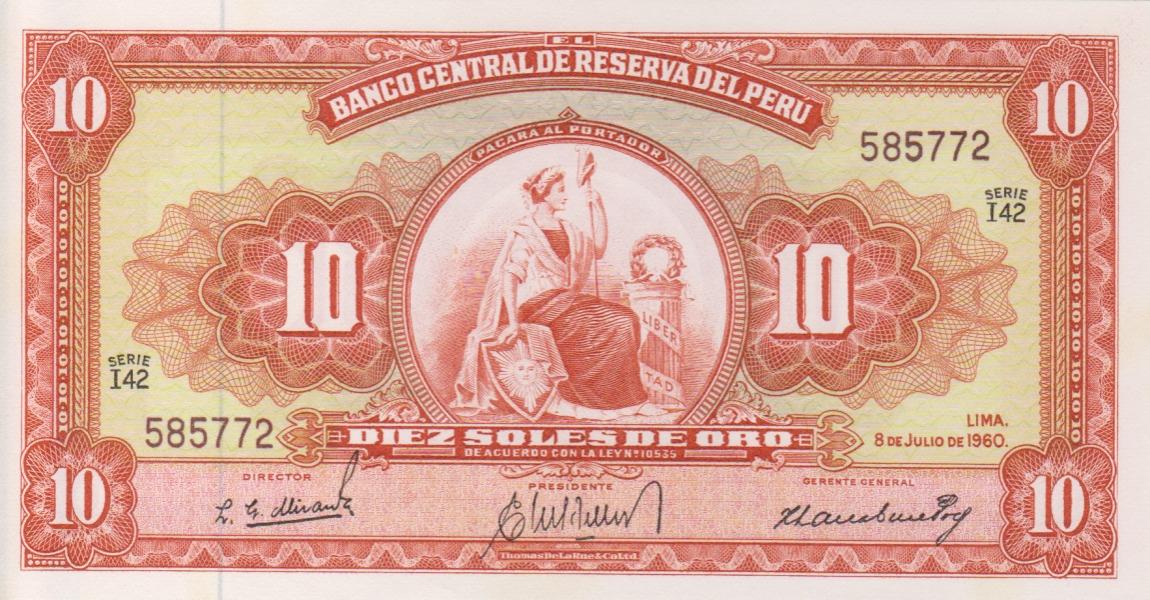 Front of Peru p82Aa: 10 Soles from 1960