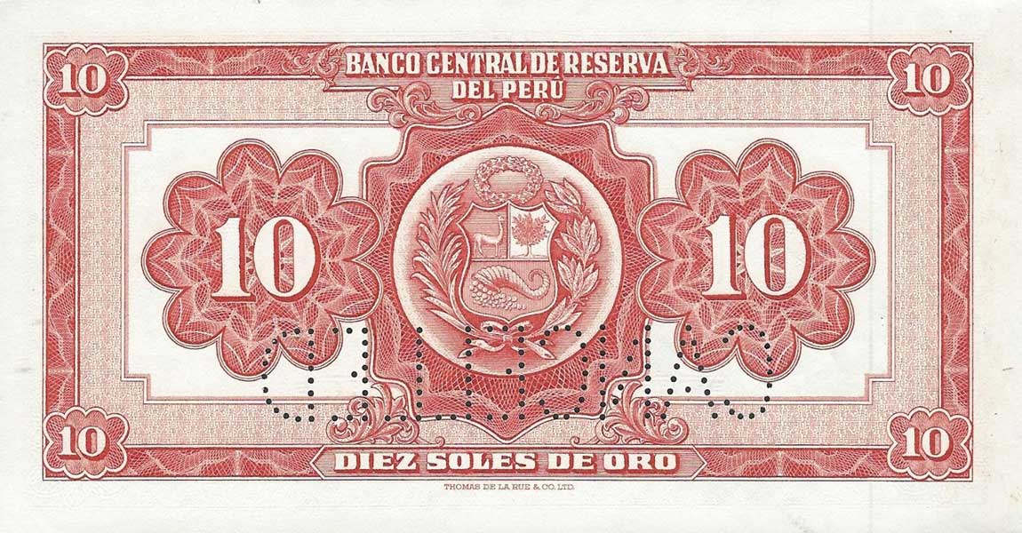 Back of Peru p82As: 10 Soles from 1960