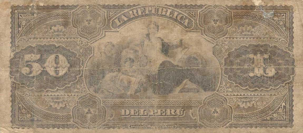 Back of Peru p8: 50 Soles from 1879