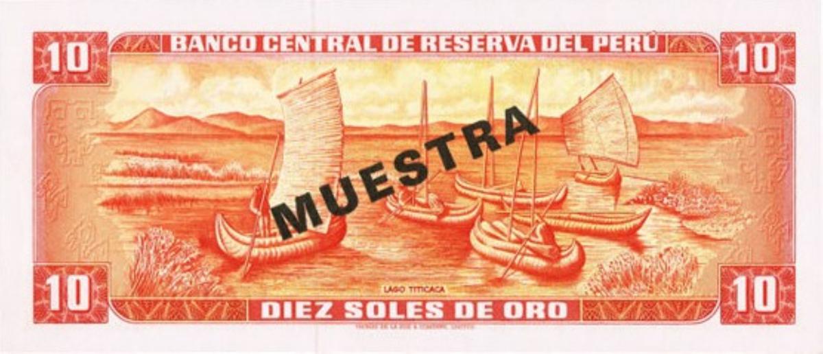 Back of Peru p93s: 10 Soles de Oro from 1968