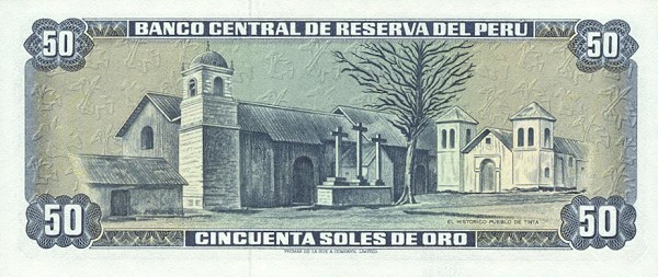 Back of Peru p94a: 50 Soles de Oro from 1968