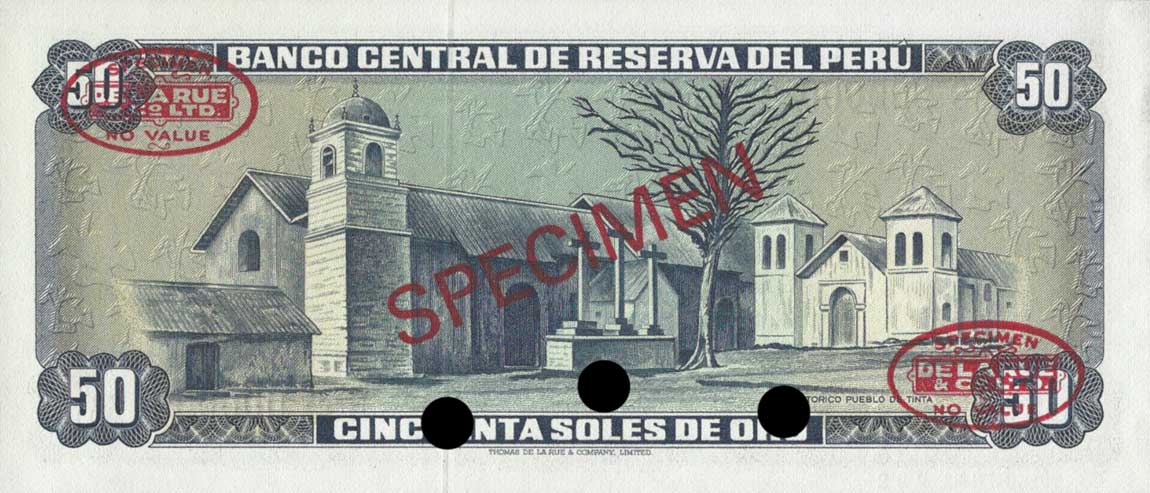Back of Peru p94s: 50 Soles de Oro from 1968