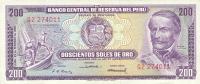 Gallery image for Peru p96a: 200 Soles de Oro from 1968