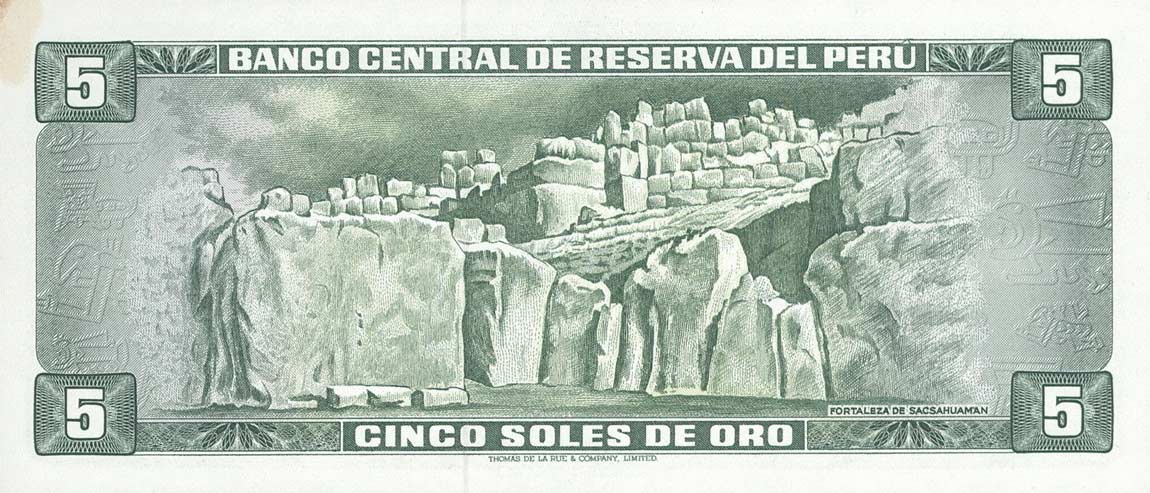 Back of Peru p99a: 5 Soles de Oro from 1969