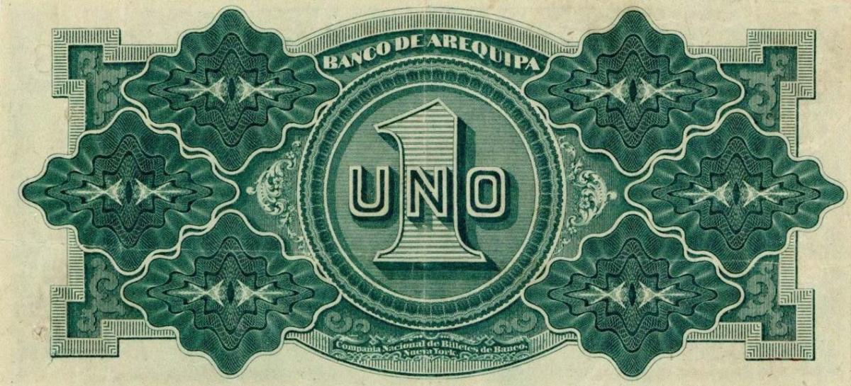 Back of Peru pS117r: 1 Sol from 1870