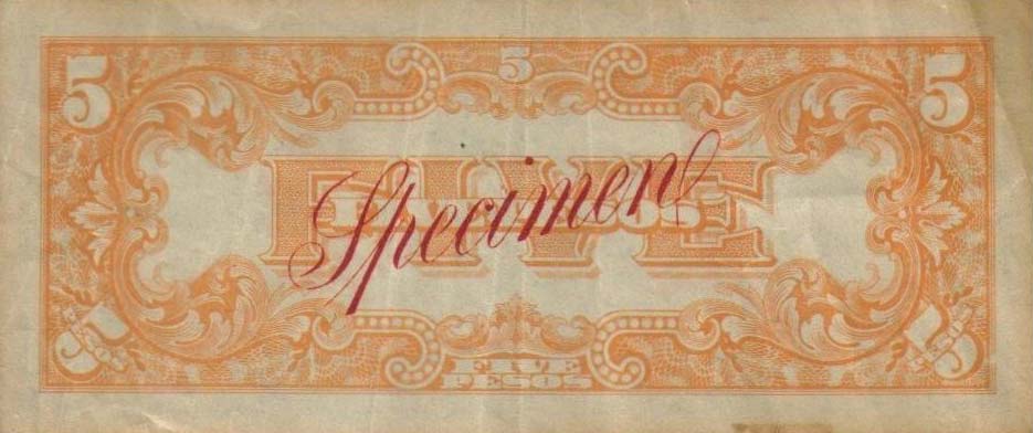 Back of Philippines p107s: 5 Pesos from 1942