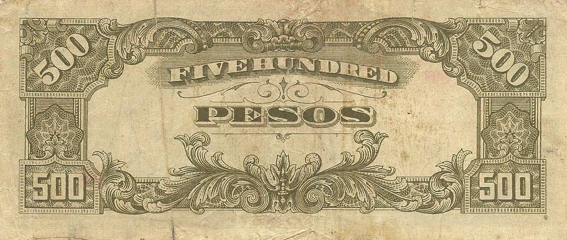 Back of Philippines p114a: 500 Pesos from 1944