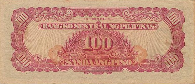 Back of Philippines p116s1: 100 Piso from 1944