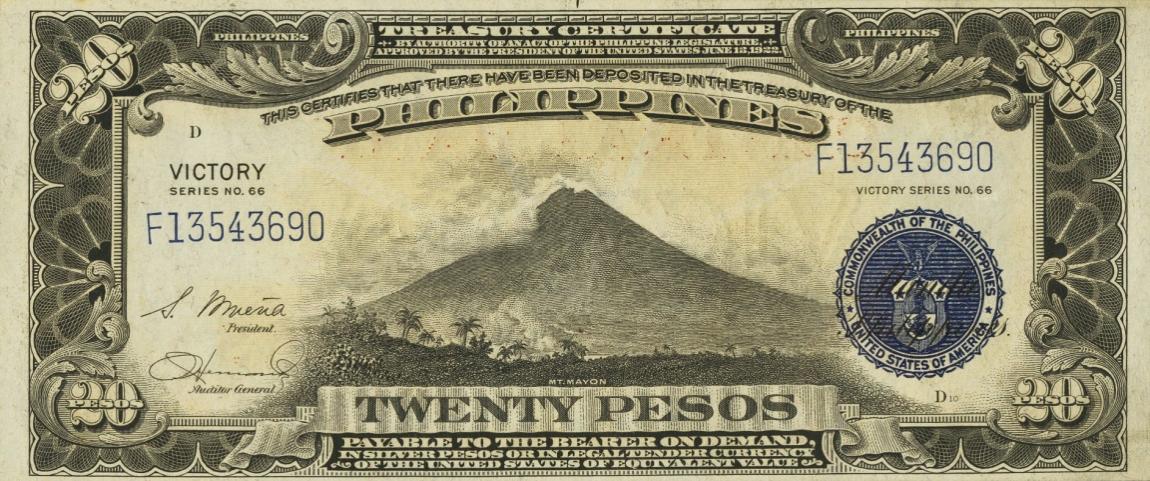 Front of Philippines p121a: 20 Pesos from 1949