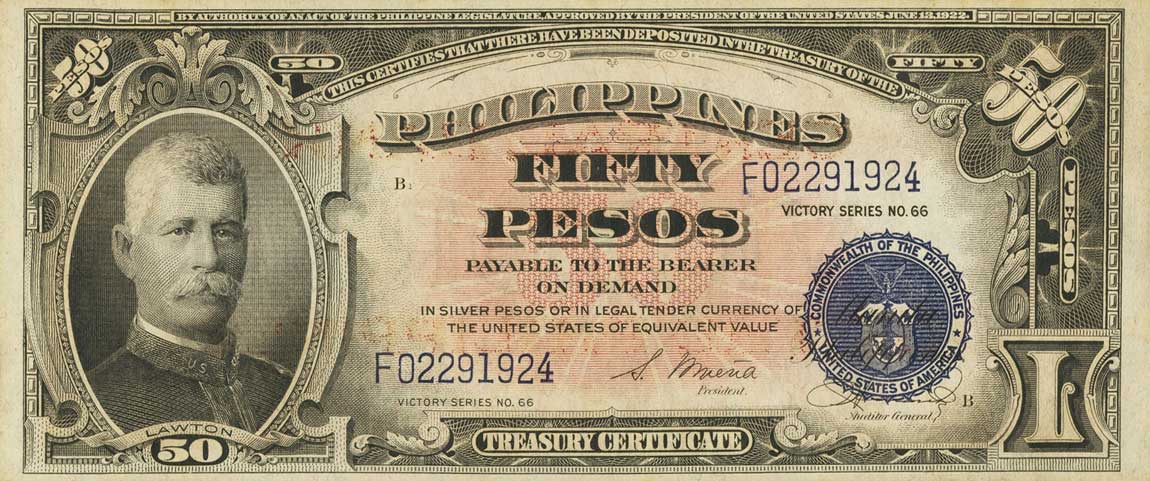 Front of Philippines p122a: 50 Pesos from 1949