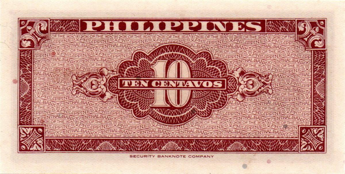Back of Philippines p127a: 10 Centavos from 1949