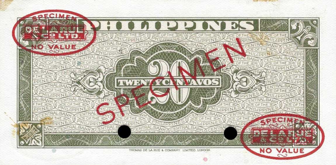 Front of Philippines p130s2: 20 Centavos from 1949