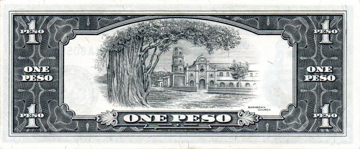 Back of Philippines p133h: 1 Peso from 1949