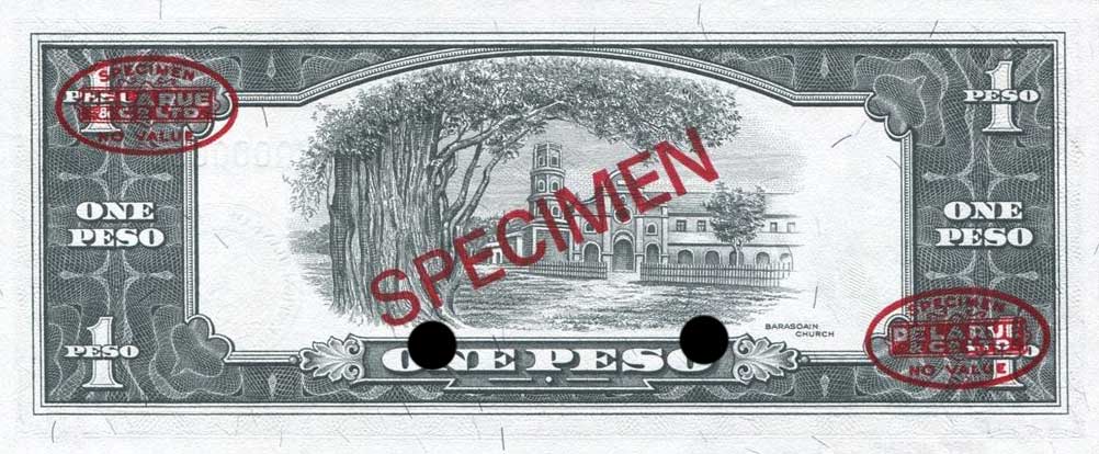 Back of Philippines p133s9: 1 Peso from 1949