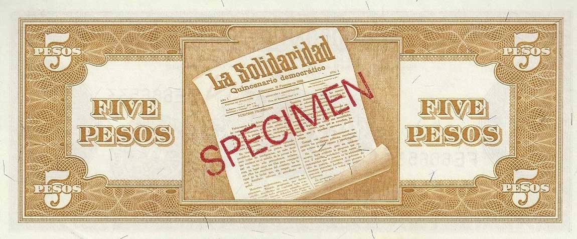 Back of Philippines p135s6: 5 Pesos from 1949