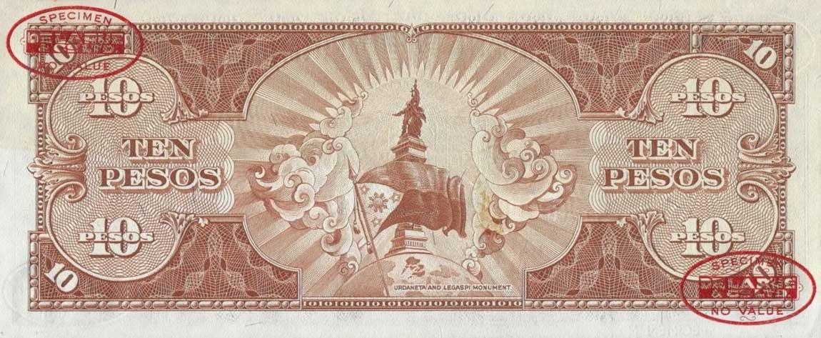 Back of Philippines p136s2: 10 Pesos from 1949
