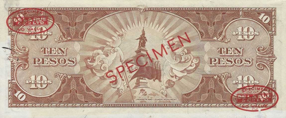 Back of Philippines p136s3: 10 Pesos from 1949