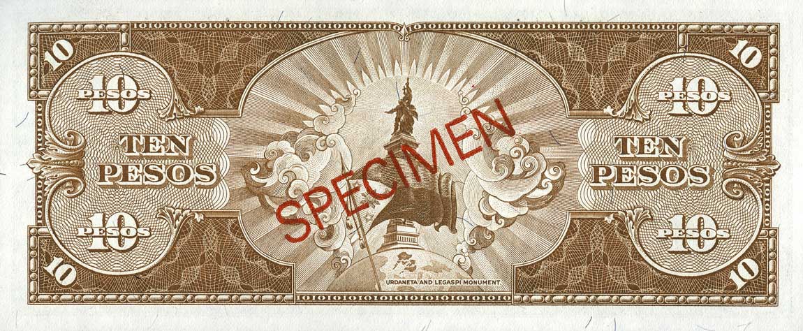 Back of Philippines p136s8: 10 Pesos from 1949