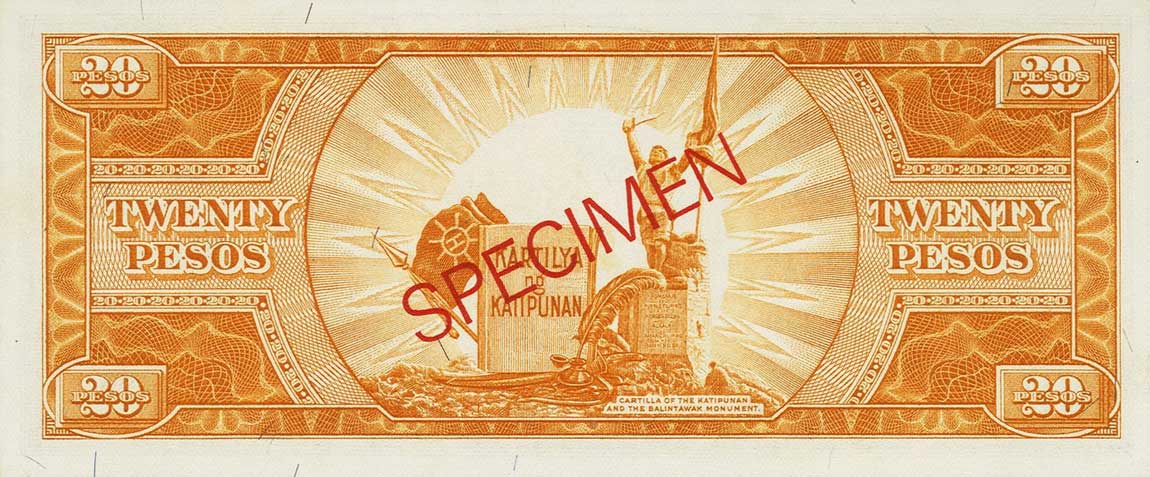 Back of Philippines p137s4: 20 Pesos from 1949